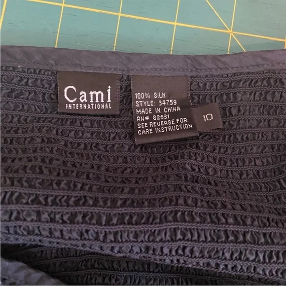 Gunmetal blue elegant silk dress full skirt with smocked tank style top. NWOT - Picture 3 of 8